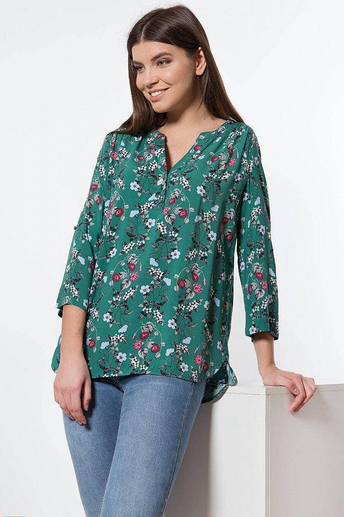 

Летняя блузка из вискозы с цветочным принтом Finn Flare S18-11089-516 зелёная 3XL, Зелёный