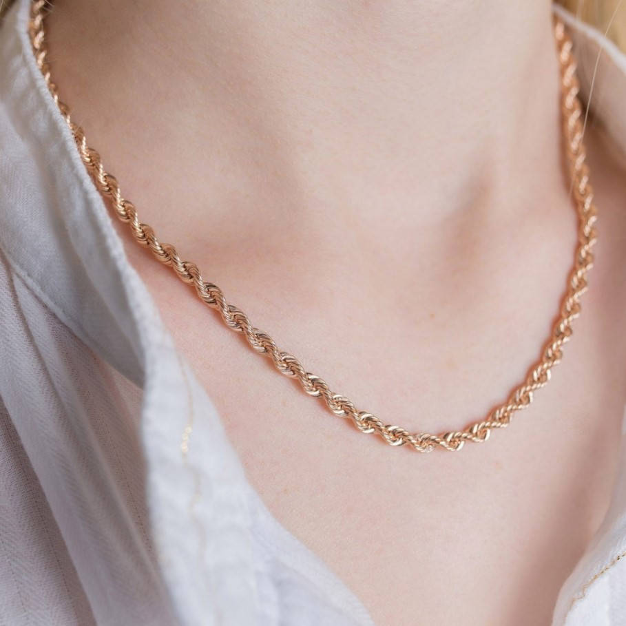 

Женская цепочка жгут крученого плетения Корда золотистого цвета колье ожерелье