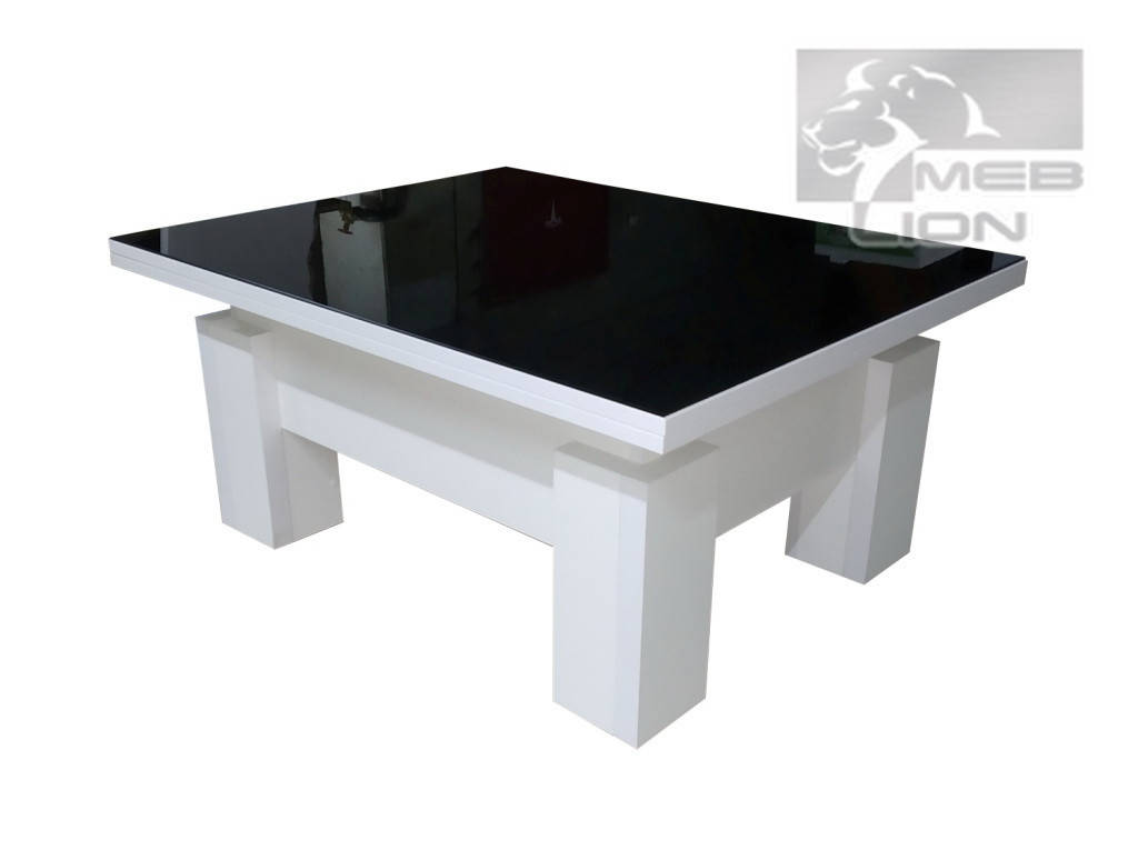 

Стол трансформер белый с черным стеклом Лакобель Оптимус