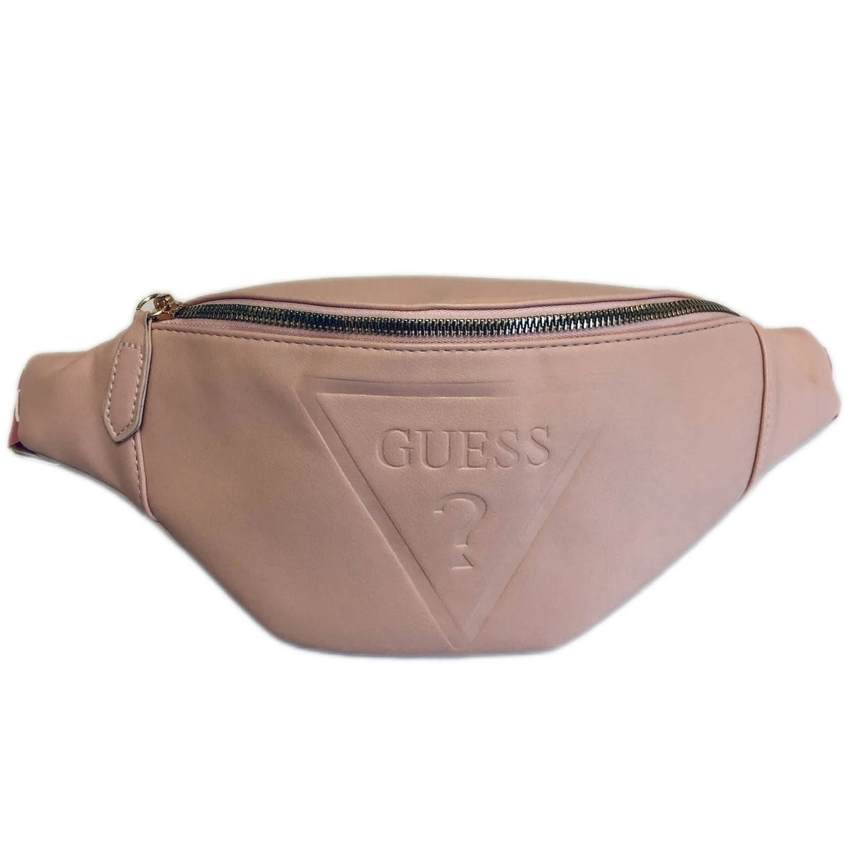 

Женская бананка GUESS поясная сумка с золотыми надписями на ремне розовая, Розовый