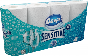 

Полотенца бумажные 2-хслойные Ooops! Sensitive 4шт 50 отрывов, Белый
