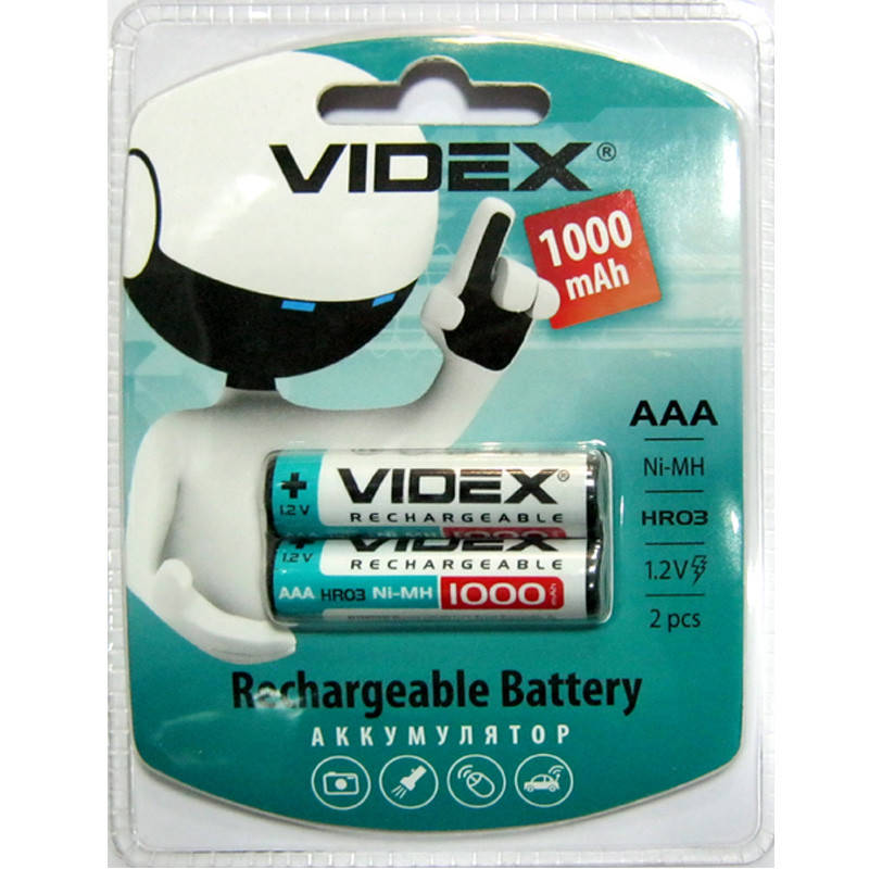

Аккумулятор AAA Videx 1000mAh NiMH , 1шт (блистер по 2шт) HR03