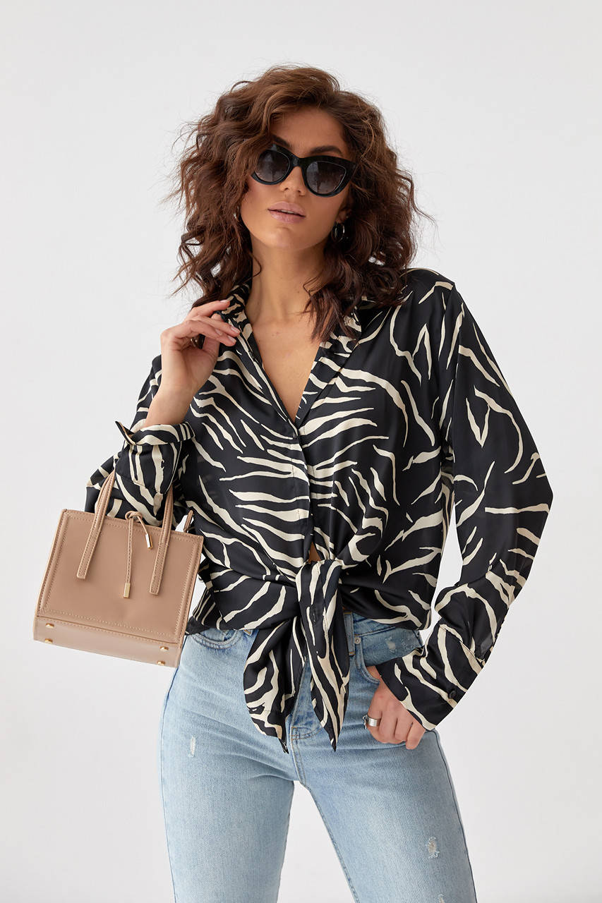 

Атласная блуза с узором MAESTRO woman - черный цвет, L (есть размеры)