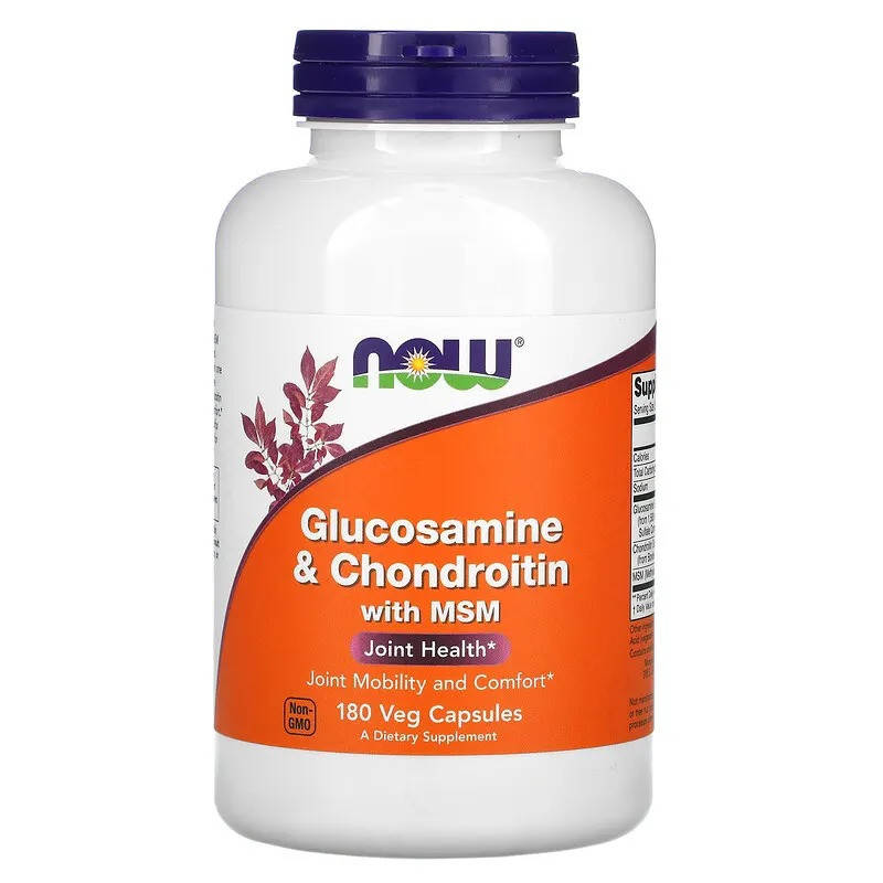 

Глюкозамин и хондроитин с МСМ, NOW Foods "Glucosamine & Chondroitin with MSM" для суставов (180 капсул)