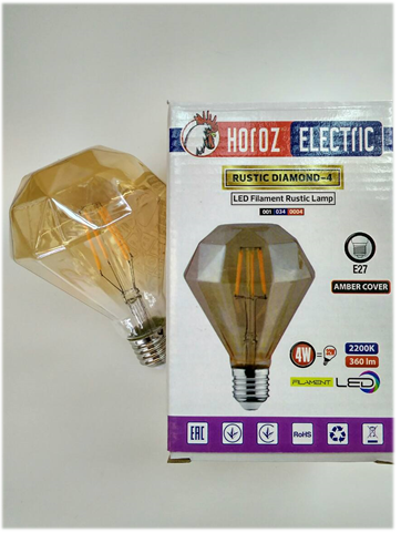 

Led винтажная лампа Filament 6w E27 Rustic Diamond-6 Horoz Electric
