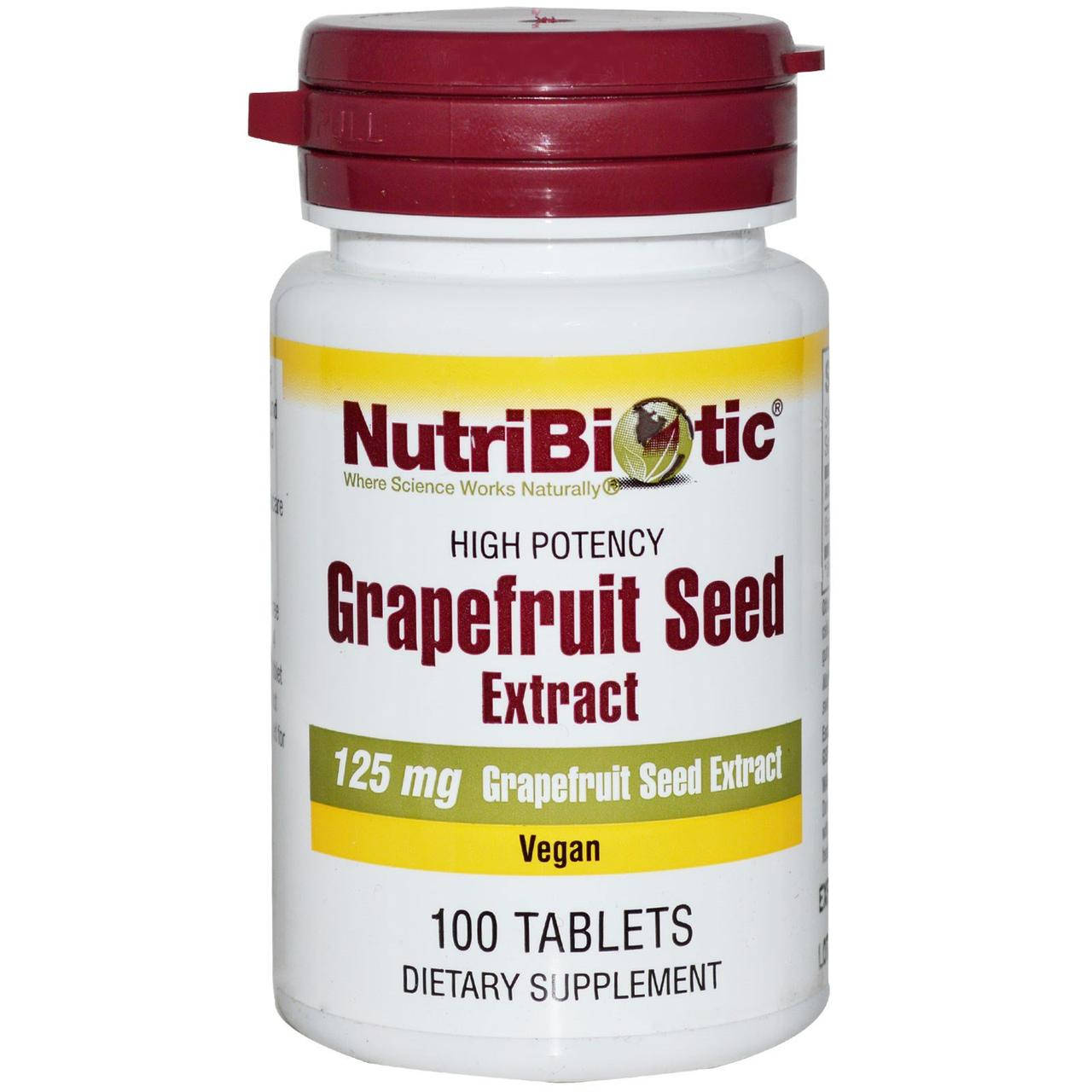 

NutriBiotic, GSE экстракт семен грейпфрута 125 мг, 100 таблеток