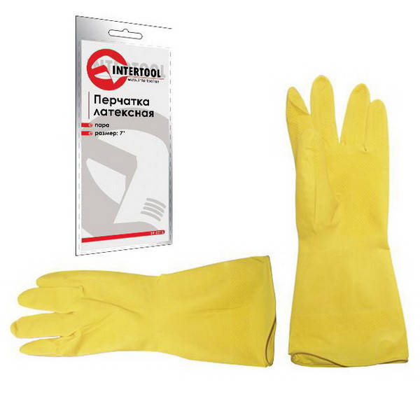 

Перчатки хозяйственные латексные 8"/M INTERTOOL