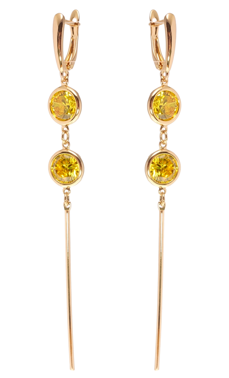 

Серьги Xuping Позолота 18K подвески английский замок "Желтые фианиты"