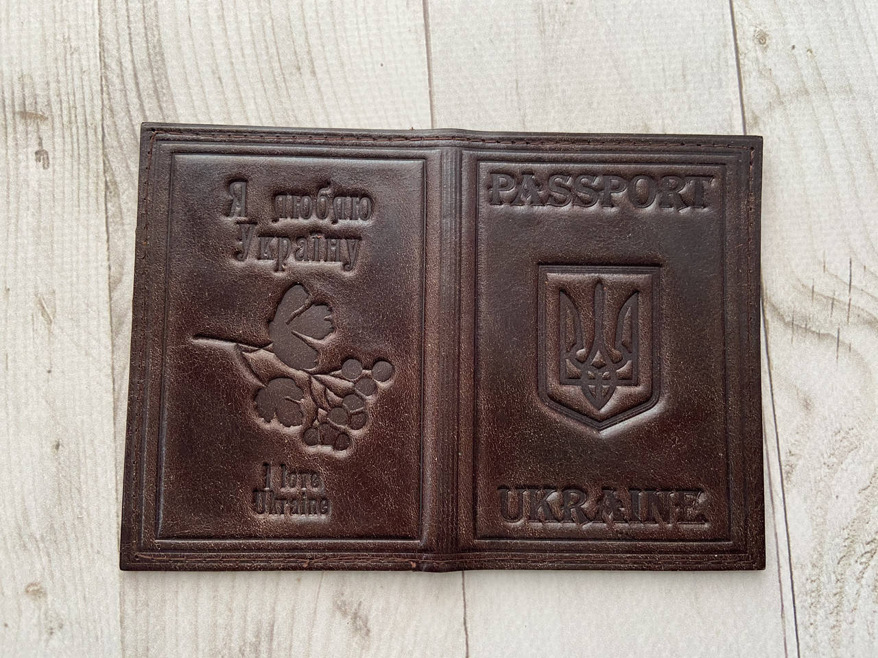 

Шкіряна обкладинка для ID паспорту, Бордовый
