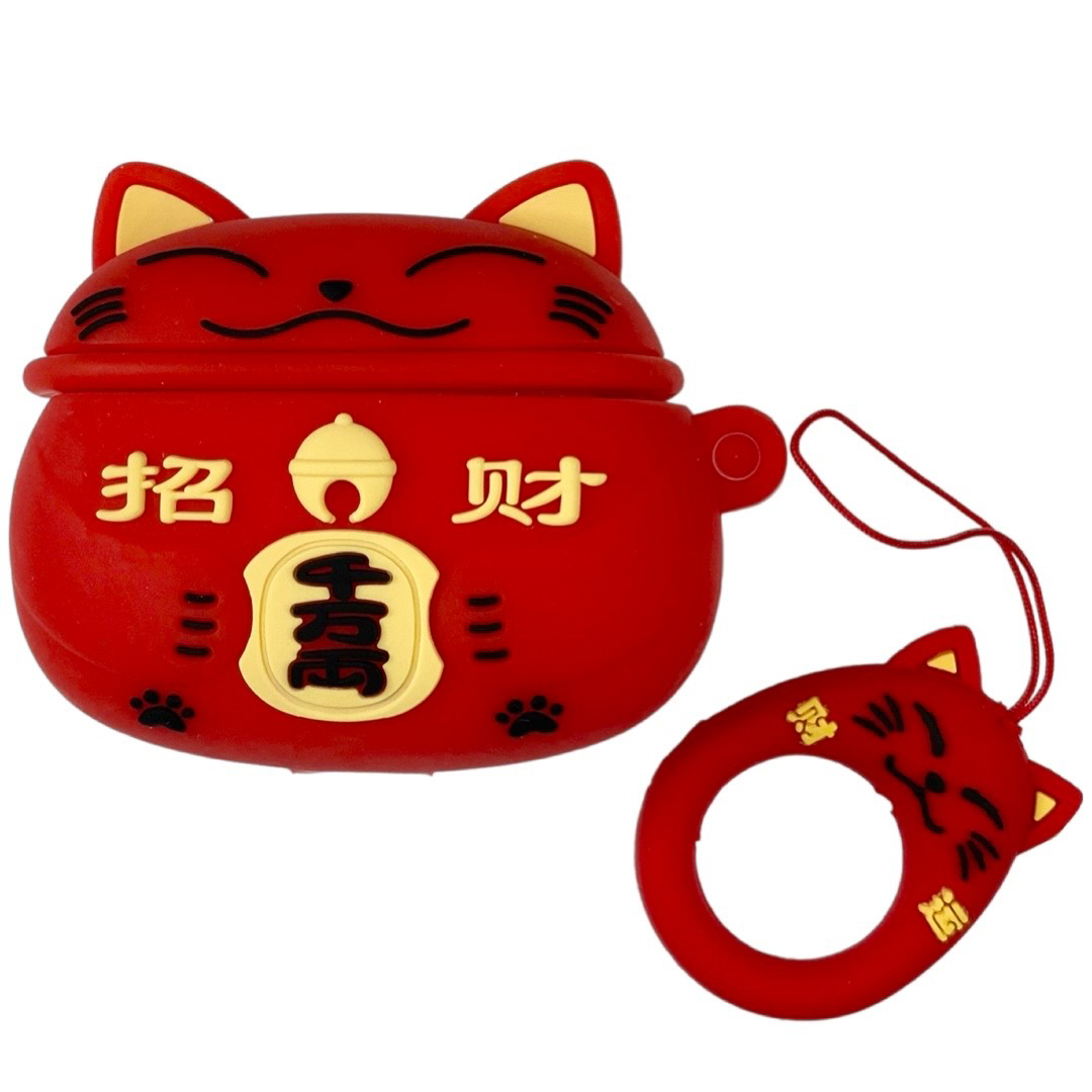 

Силиконовый чехол с карабином для Huawei FreeBuds 4i Кот красный, Разные цвета