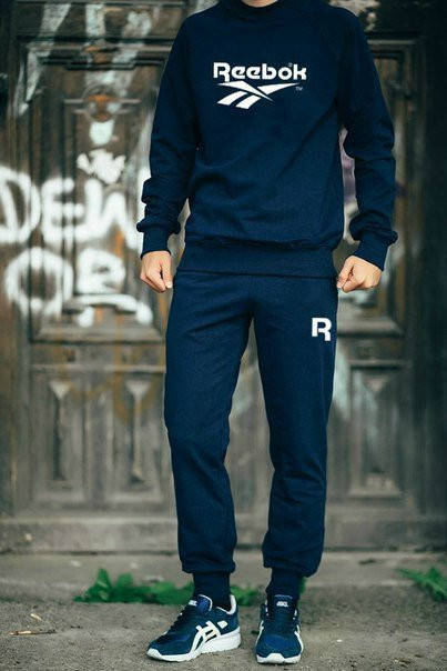 

Летний мужской спортивный костюм для тренировок Reebok(Рибок), Черный