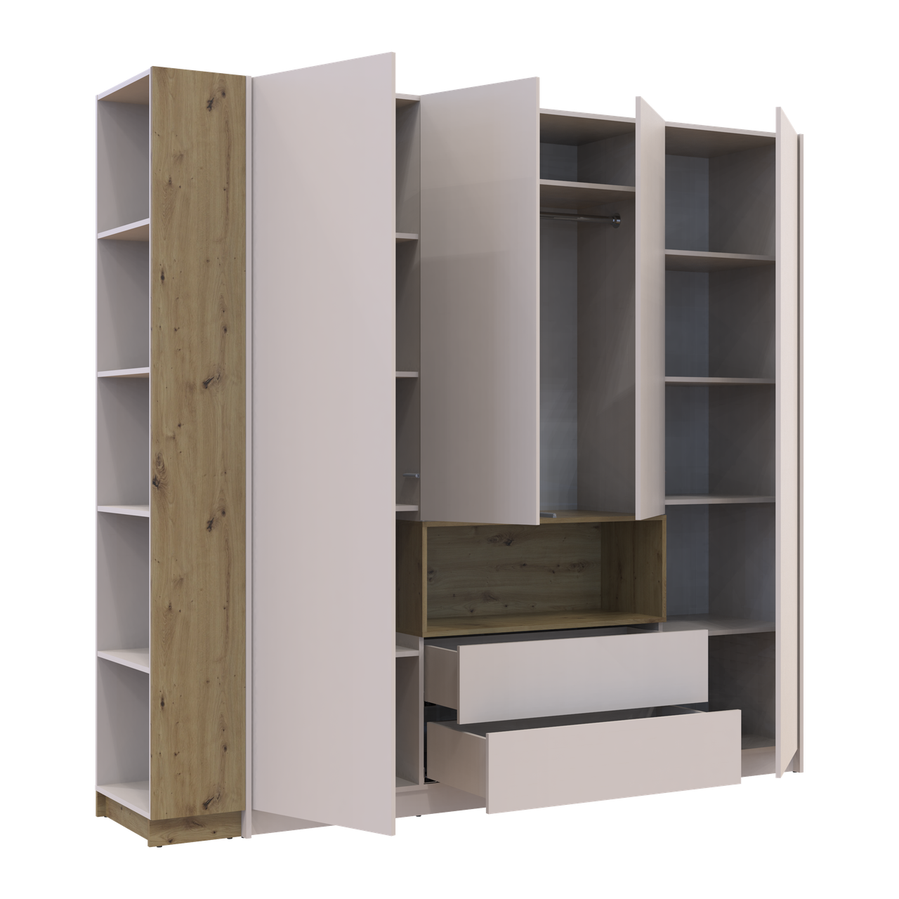 Шафа для одягу з нішею та етажеркою Doros Дейл Кашемір/Дуб Артізан 4 ДСП 234х52х220 (42005159) 9
