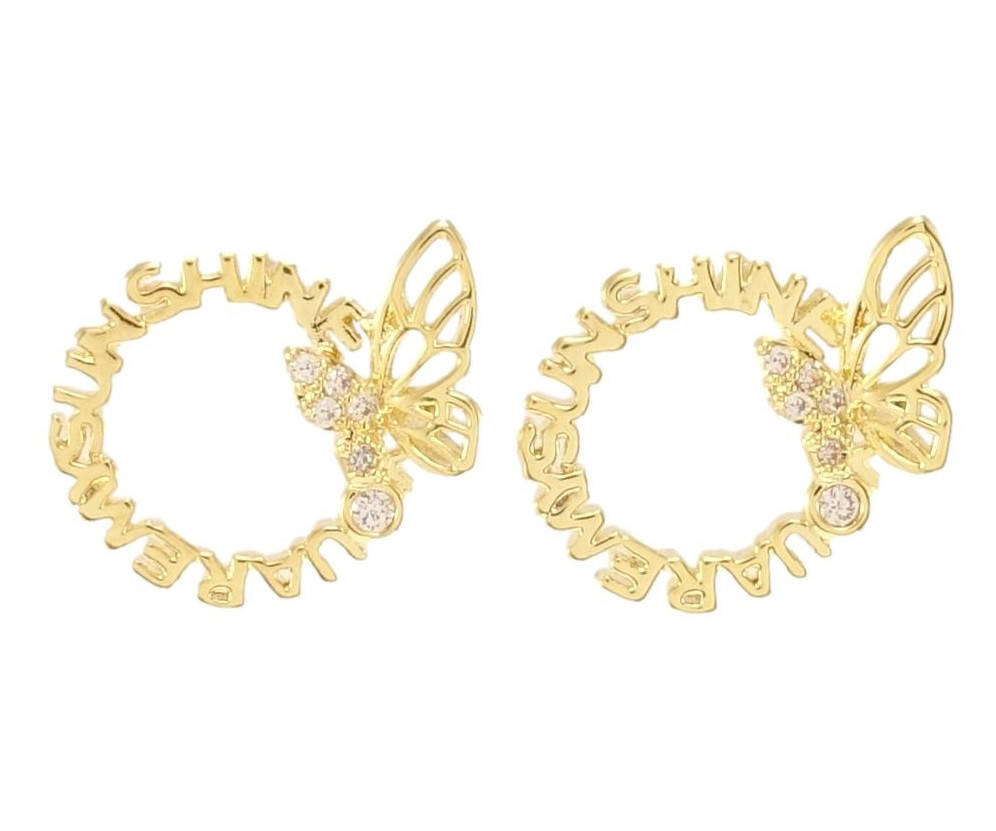 

Серьги Xuping JEAN GOUJON Позолота 14K игла серебро 925 гвоздики (пусеты) "Круги с бабочками" на одну сторону