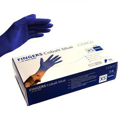 

Перчатки нитриловые CEROS Fingers Cobalt Blue  100 шт, Синий