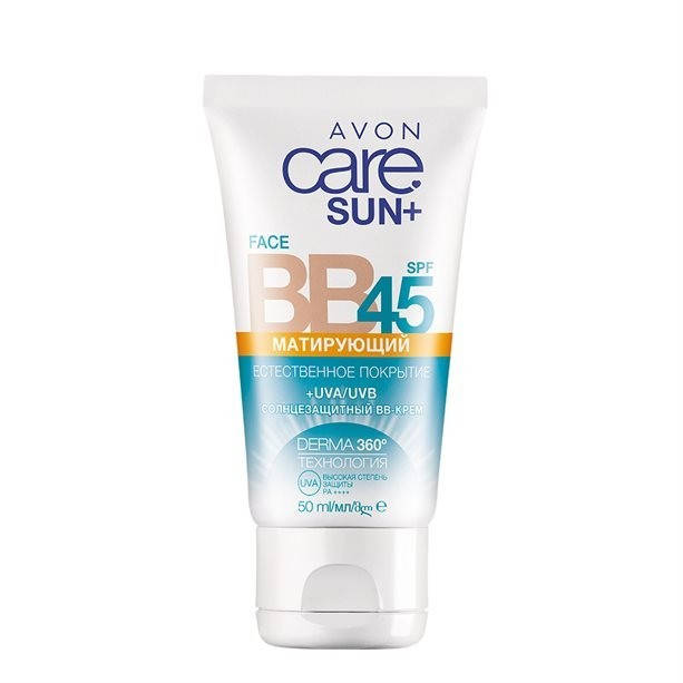 

Солнцезащитный увлажняющий матирующий BB-крем Avon Care Su+ SPF 45, 50 мл, 1346339