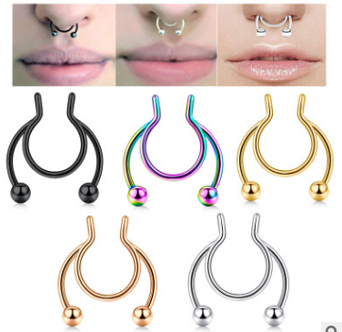 

Септум фейк обманка в нос (пирсинг,клипса, кольцо в нос из нержавеющей стали)