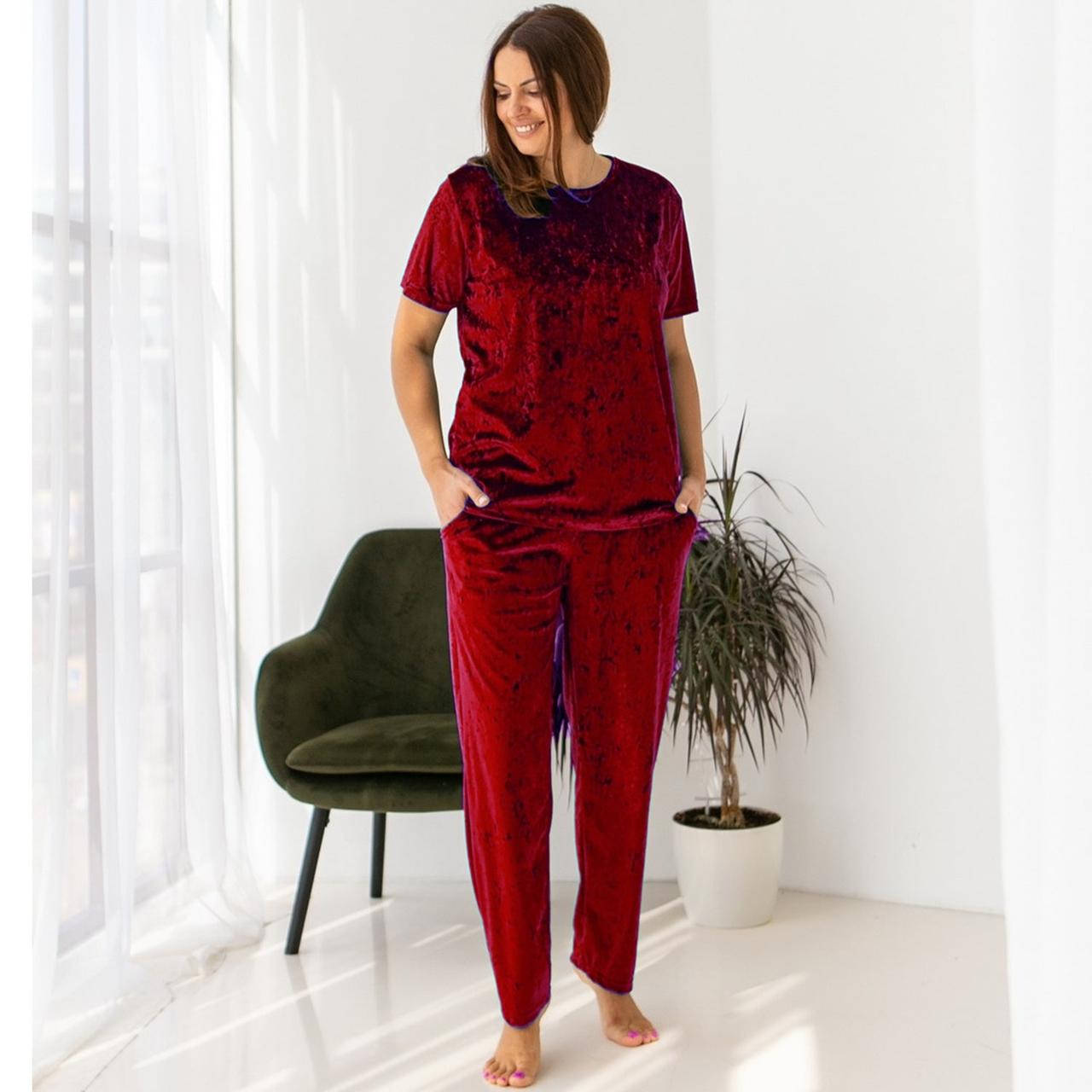

Домашний мраморный костюм женский Nicoletta, Бордовый, 3XL