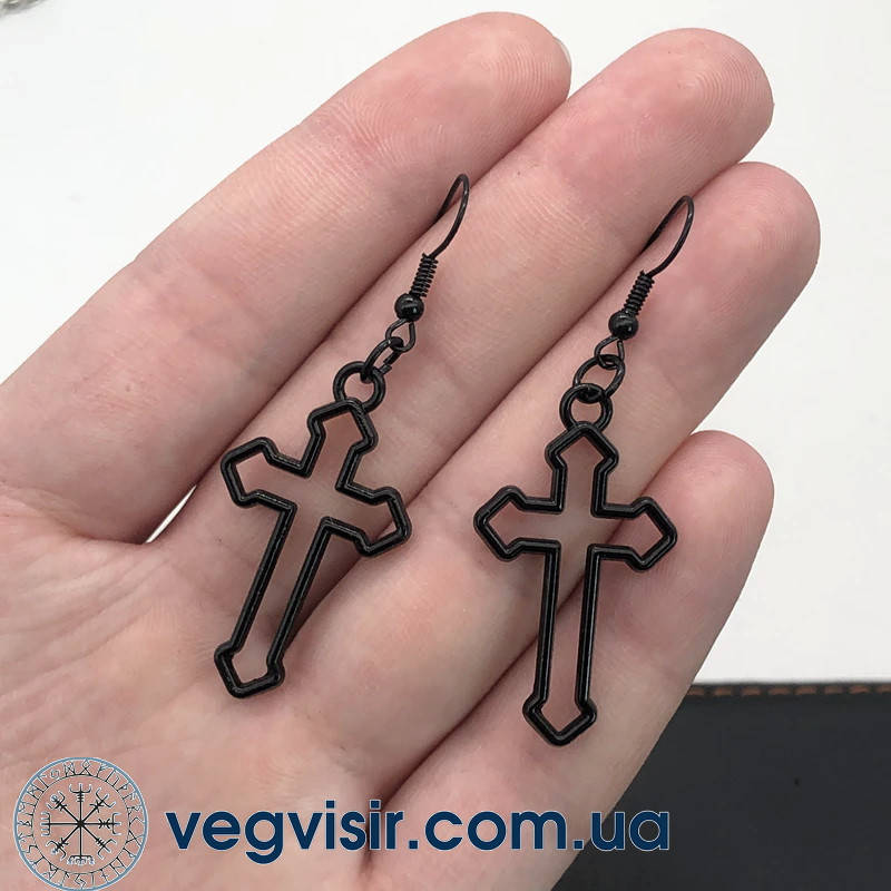 

Модные серьги кресты черные в стиле панк готика крестики крест в стиле Харадзюку