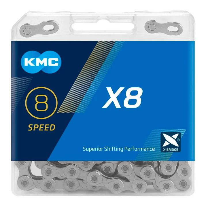 

Цепь KMC X8 Silver, для 8 скоростных трансмиссий велосипеда