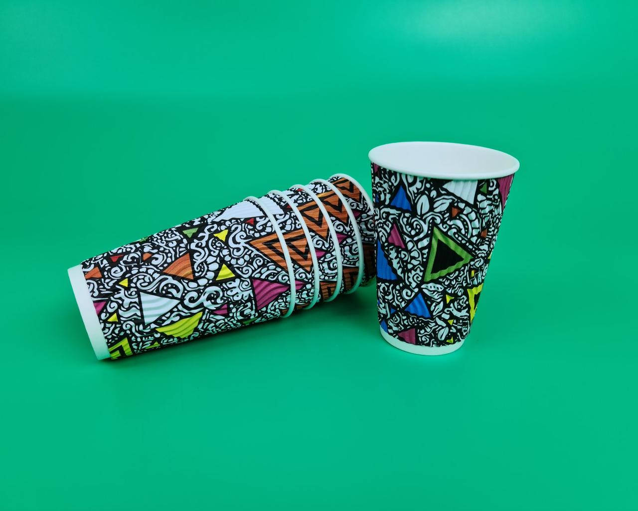 

Стаканчики Бумажные для кофе и чая 340мл(20 шт)"Гофра""Авангард"