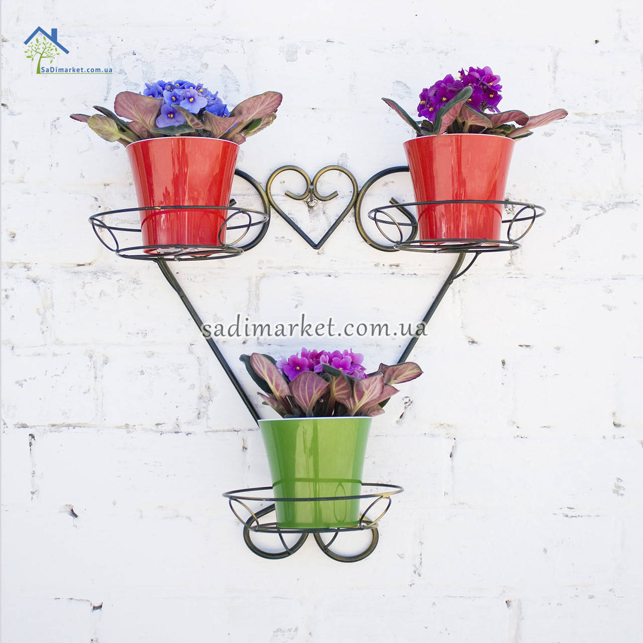 

Кованая подставка для цветов Сердце на 3 горшка