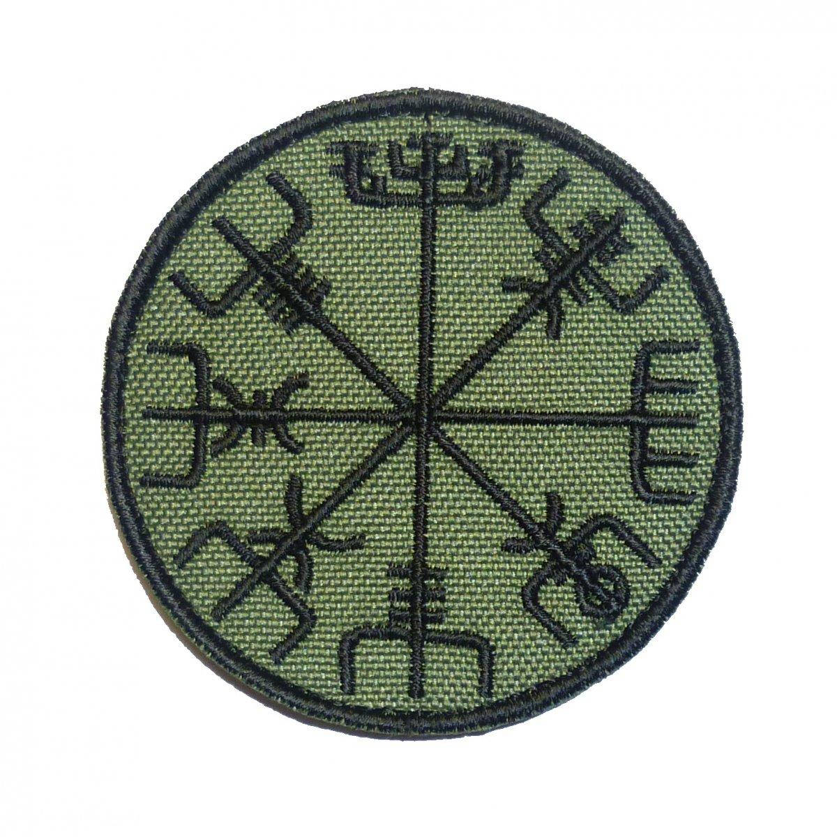 

Патч, нашивка, шеврон "Компас Вікінгів Vegvisir". Олива чорна