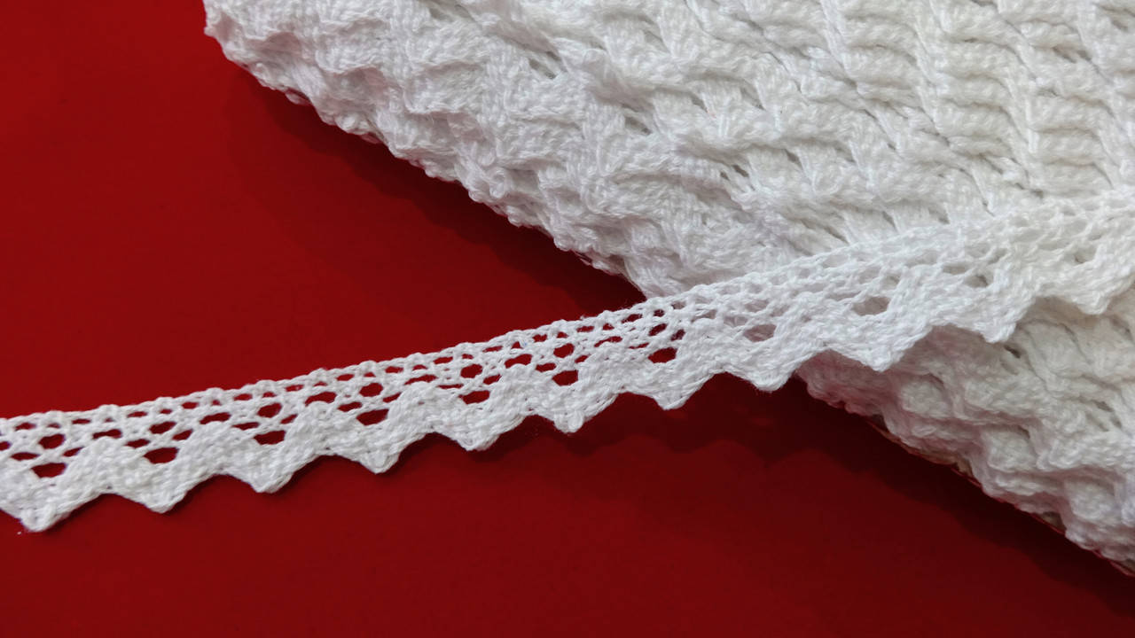 

Кружево макраме 18 мм х/б белое, Белый