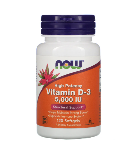 

Витамин Д3, Vitamin D-3, Now Foods, 5000 МЕ, 120 капсул (NOW-00372)