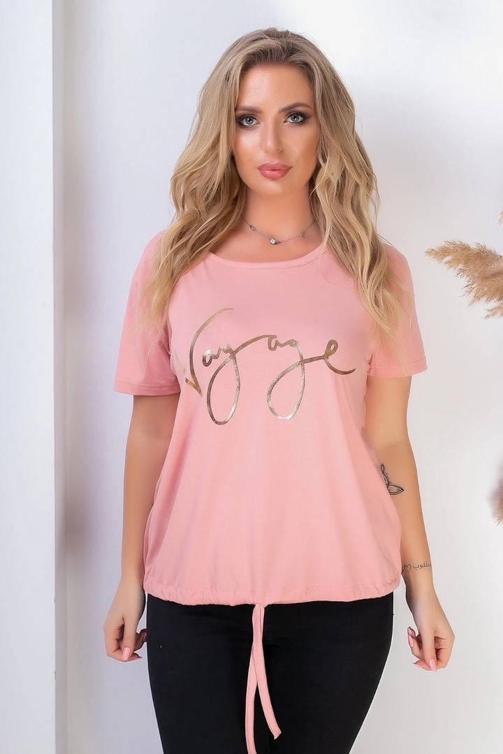 

Женская футболка турецкая. Размер универсал 48-54, Розовый