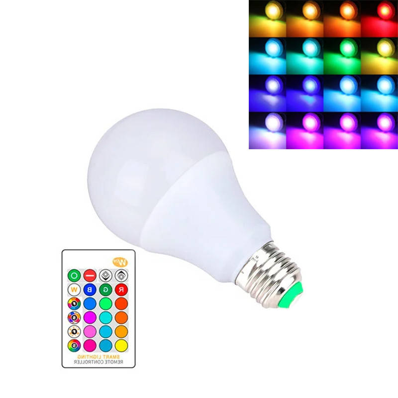 

LED RGB лампа с пультом управления E27 10Вт 16 цветов