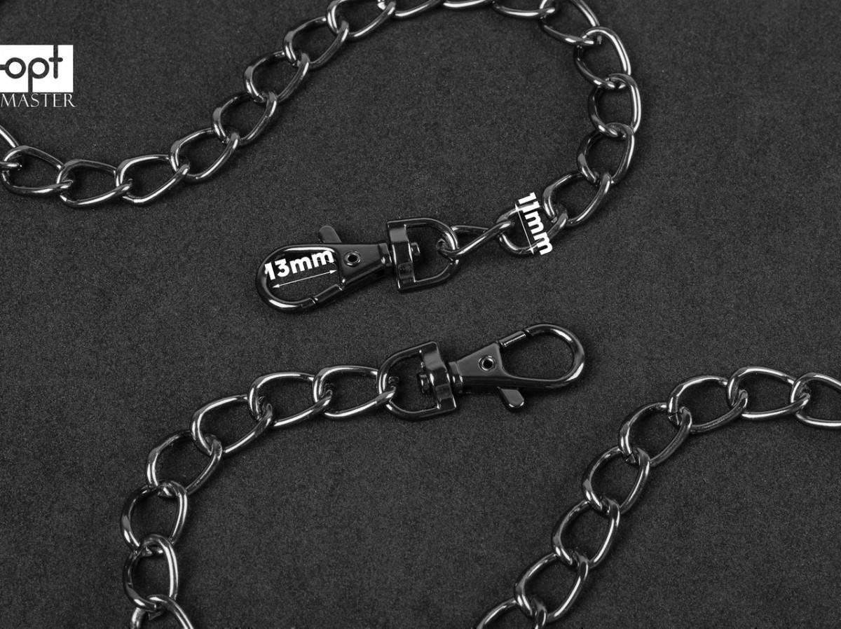 

Цепочка (ручка) для сумки клатча с карабином 65-167, 120 см Тёмный никель