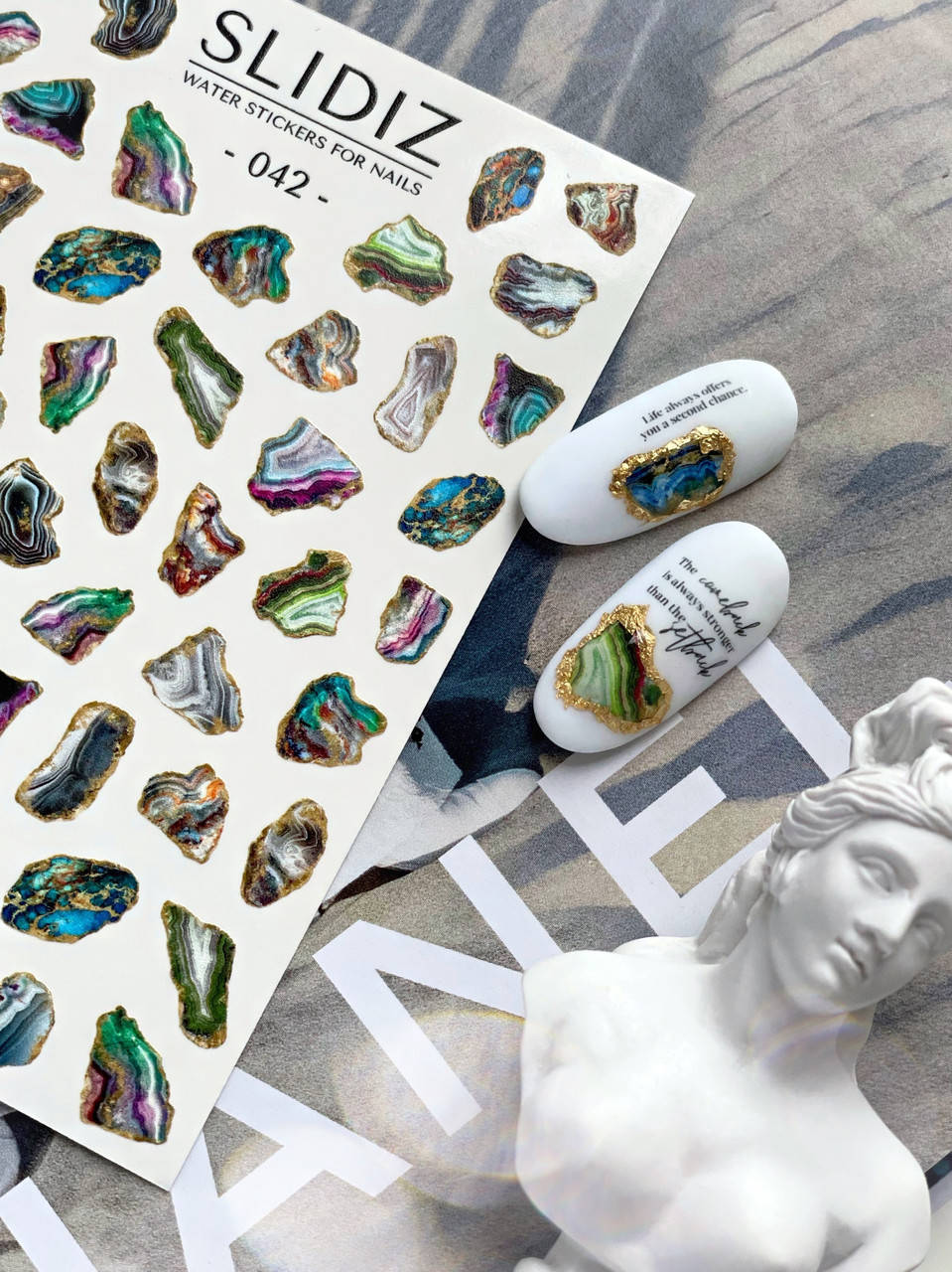 

Слайдер-дизайн SLIDIZ водная наклейка для ногтей на любой фон, имитация камня