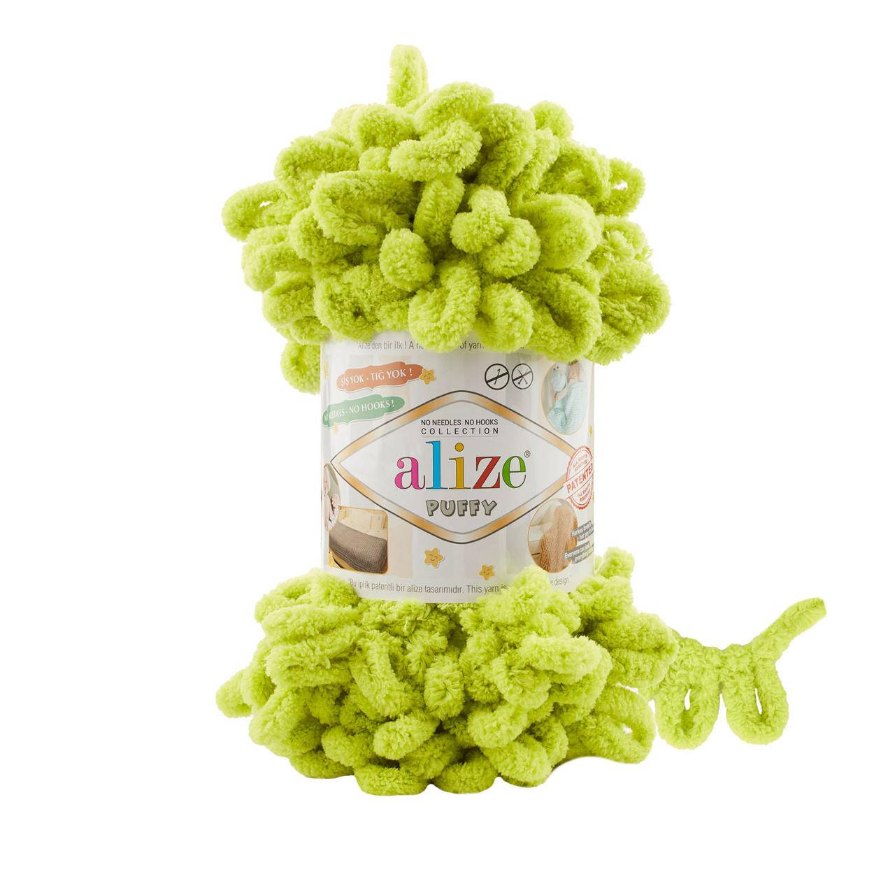 

Alize Puffy (Ализе Пуффи) № 471 зеленый лайм (Пряжа, нитки для вязания руками), Зелёный