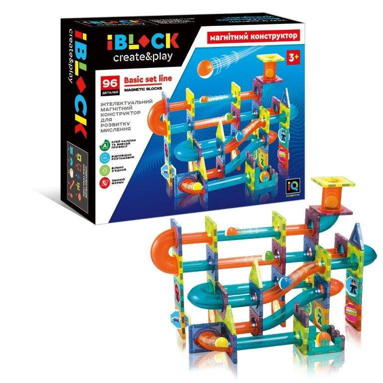 

Магнитный конструктор IBLOCK с наклейками, 96 деталей (PL-921-252)