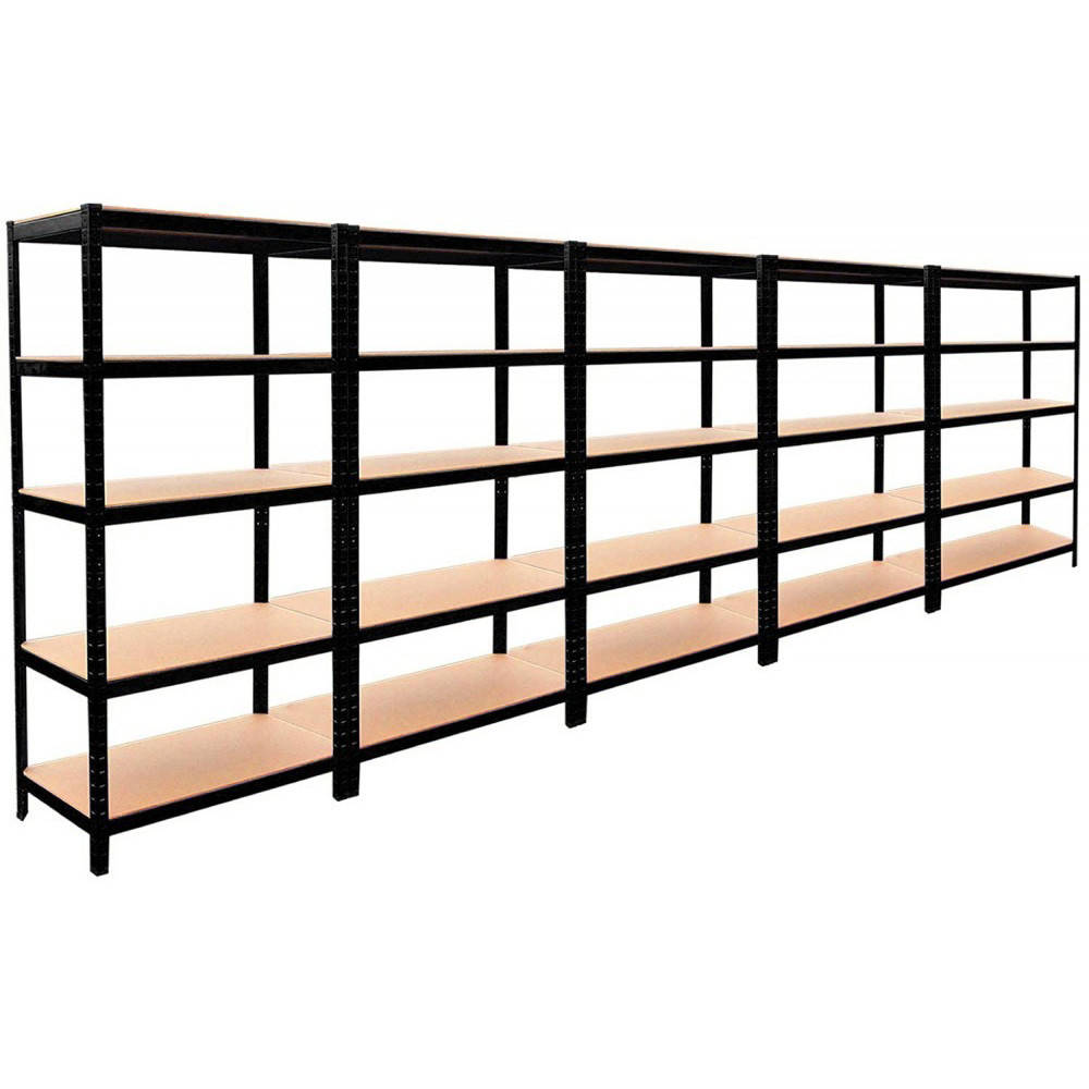 

Металлический полочный стеллаж витрина с полками Siker 5 секций 25 полок 180х360х40 см