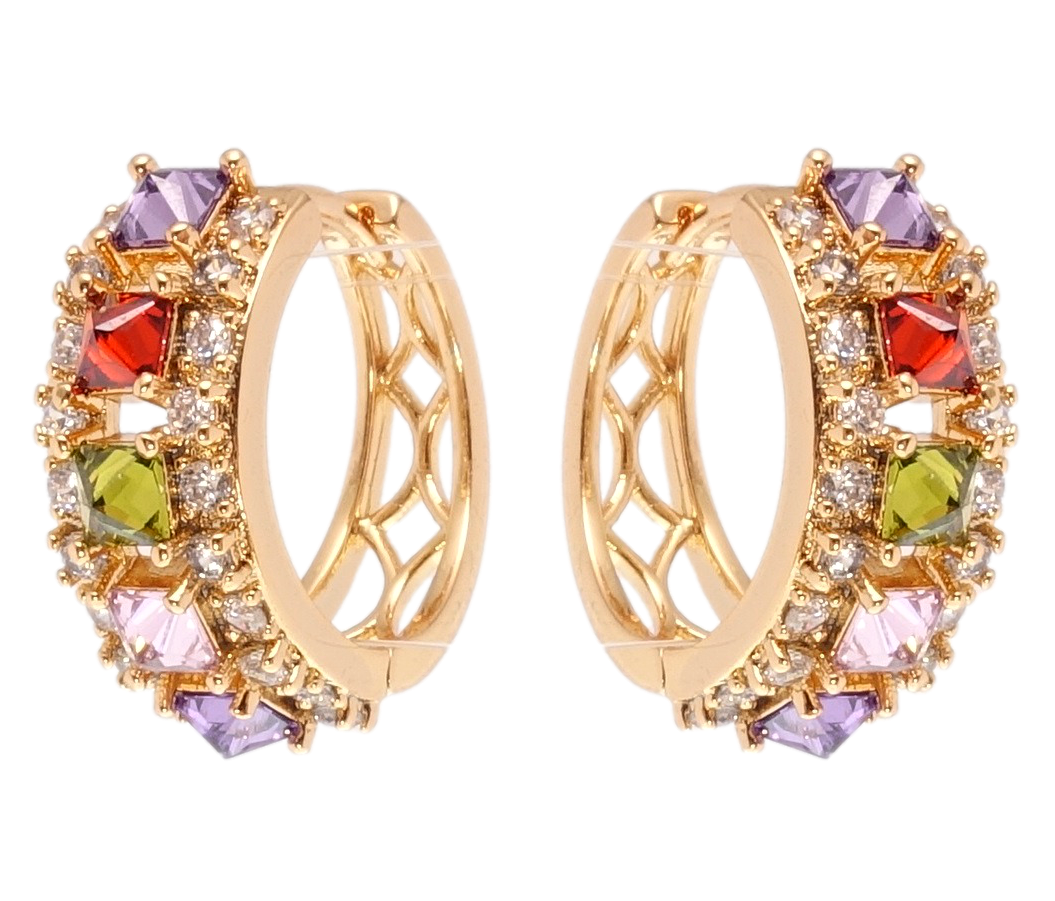 

Серьги Xuping Позолота 18K колечки "Разноцветные фианиты"