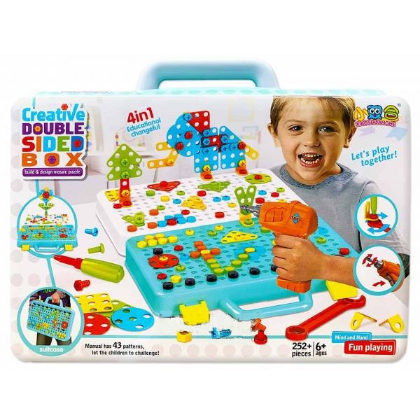 

Конструктор мозаика с шуруповертом Creative Double Sided Box 252 детали