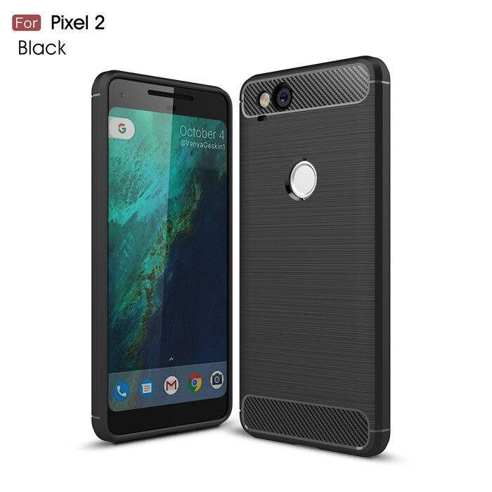 

Противоударный чехол для Google Pixel 2 Черный бампер под карбон