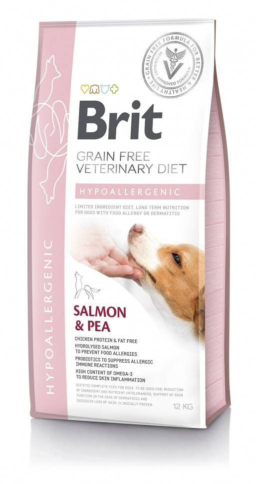 

Лечебный сухой корм для собак Brit Hypoallergenic Salmon & Pea при пищевой аллергии 12 кг