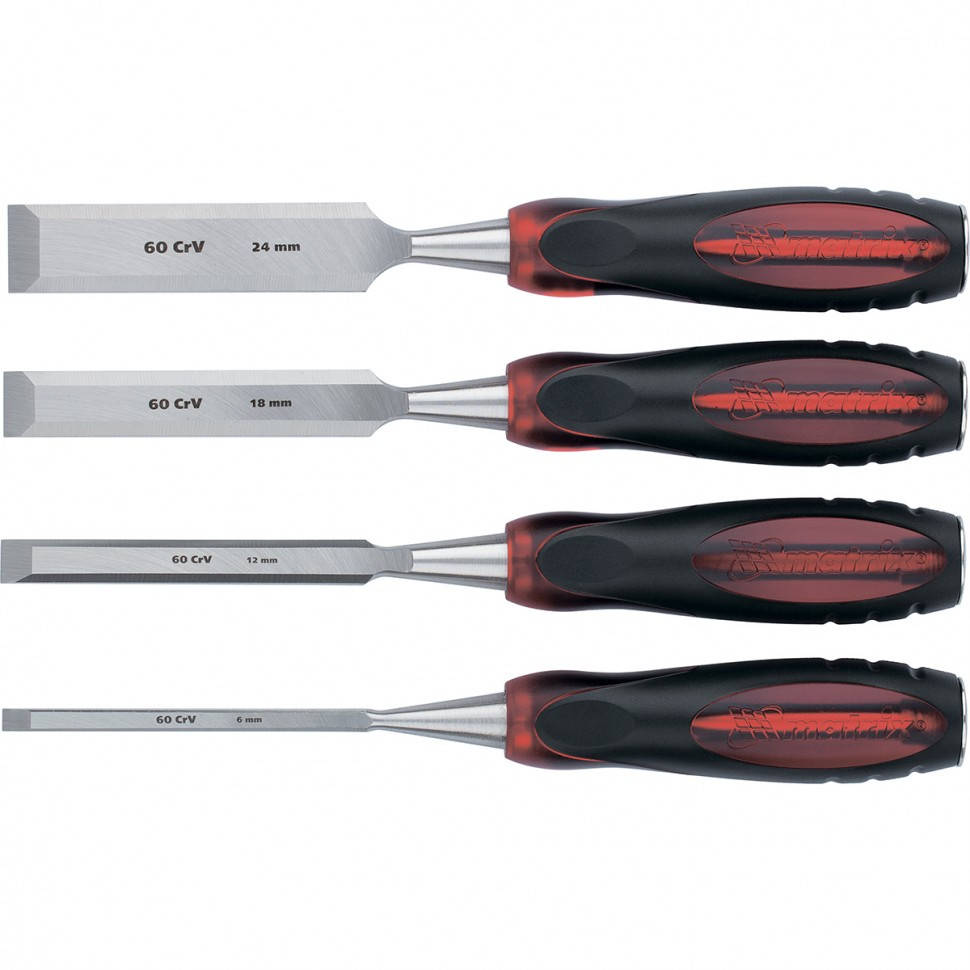 MATRIX Набір долот-стамесок плоских "Тигровий очей", 4 шт, 6-12-18-24 мм. MATRIX