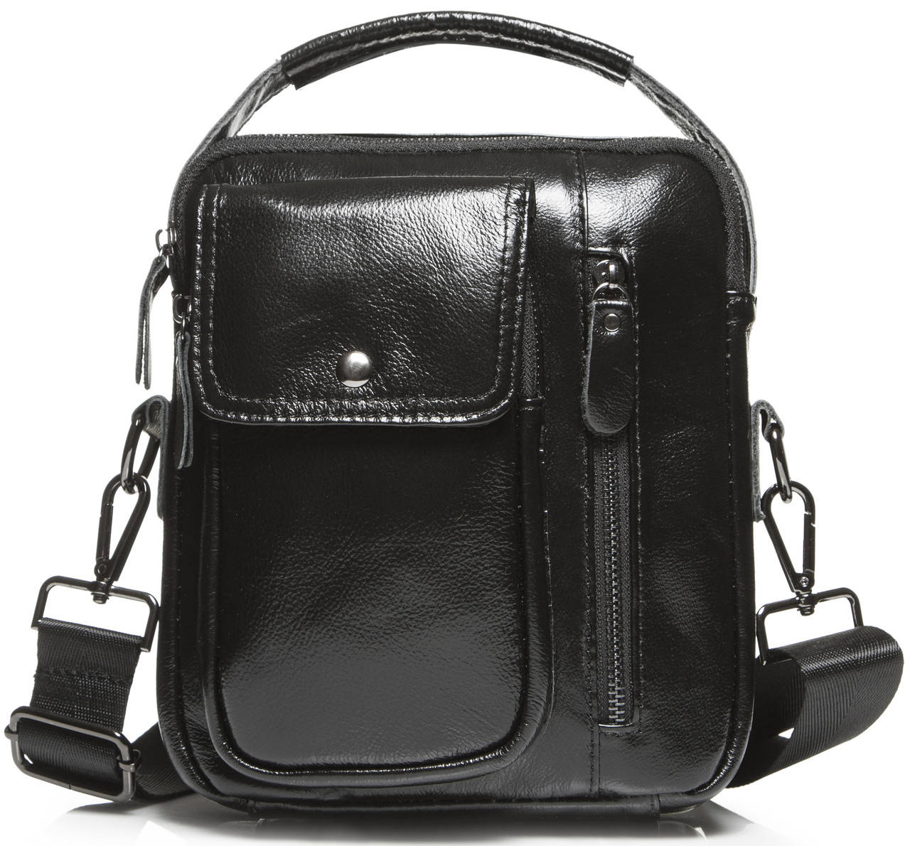 

Кожаная сумка мессенджер через плечо Tiding Bag черная, Черный