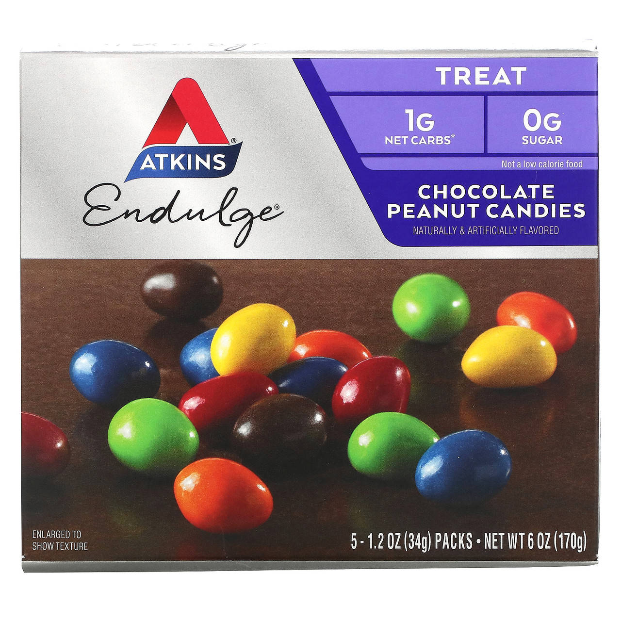 

Atkins, Treat Endulge, шоколадные конфеты с арахисом, 5 упаковок, весом 34 г (1,2 унции) каждая