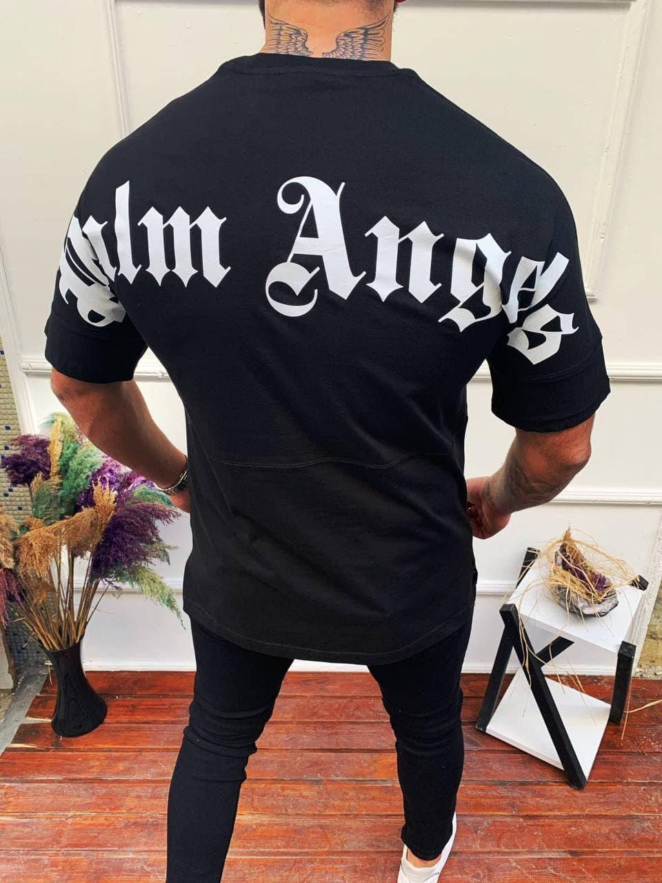 

Мужская футболка Palm Angels oversized черного цвета