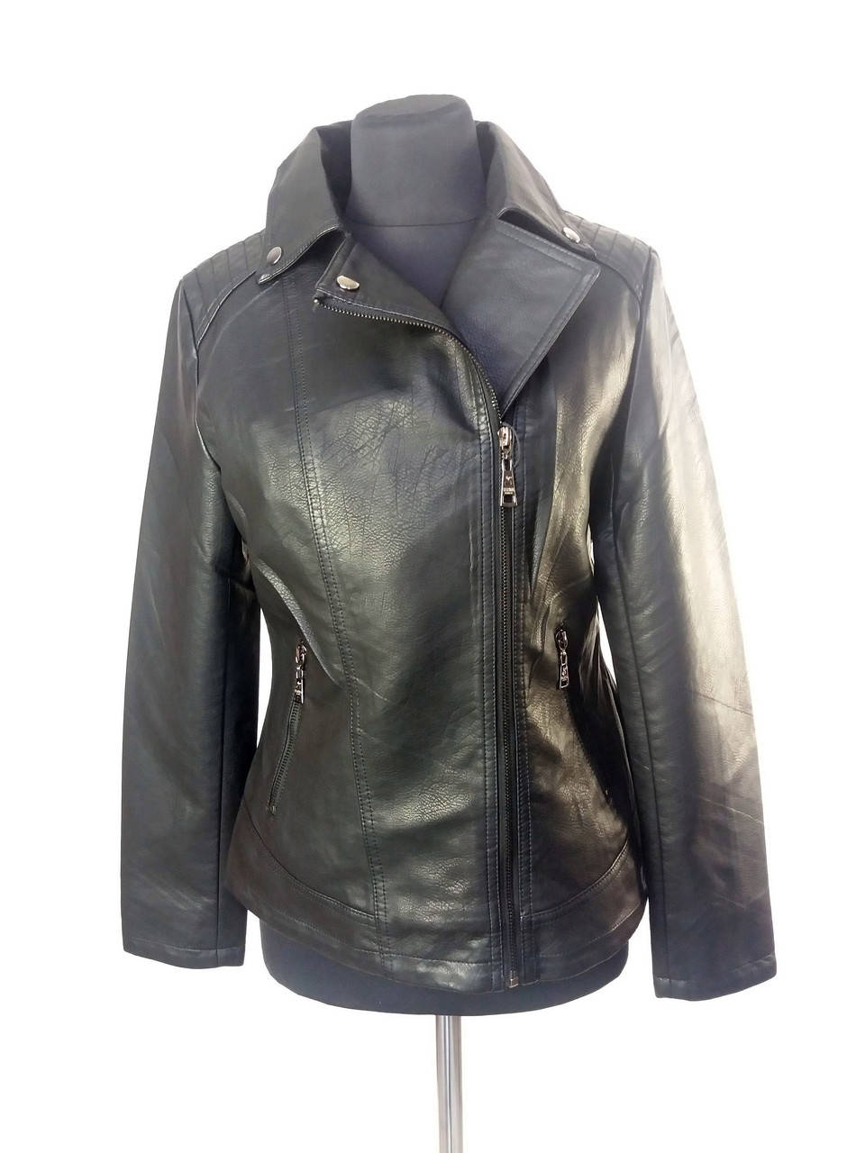 

Женская куртка косуха Yarina большой размер черная, Черный