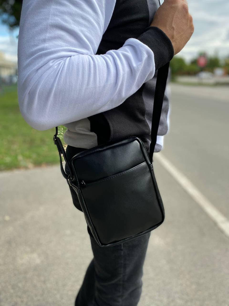 

Мужская компактная сумка барсетка среднего размера, Черный