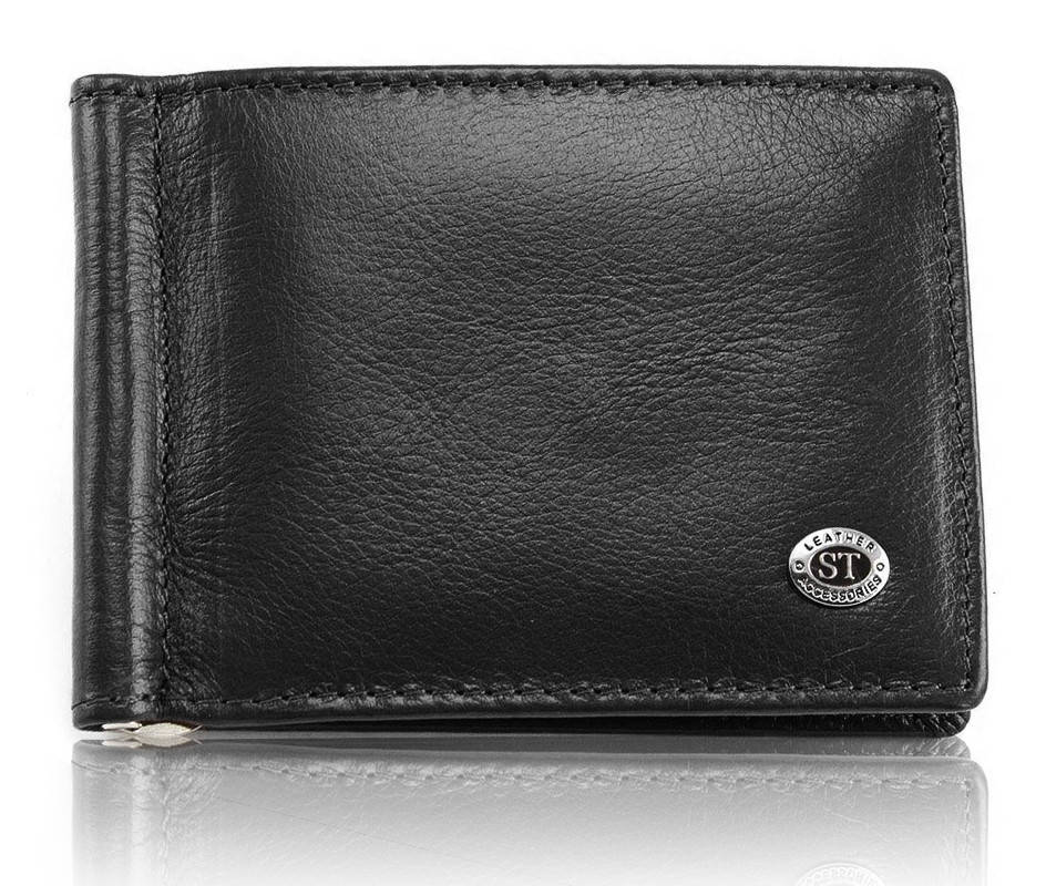

Стильное мужское кожаное портмоне с зажимом ST Leather В470 Коричневый Черный