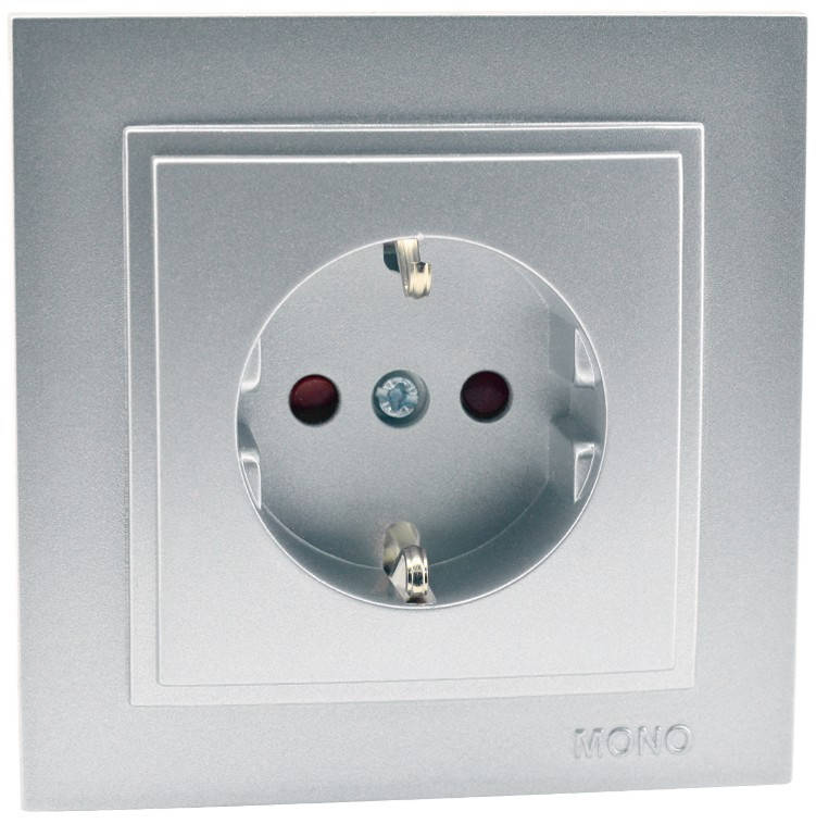 

Розетка одинарная с заземлением Despina Серебро Mono Electric 102-212121-117