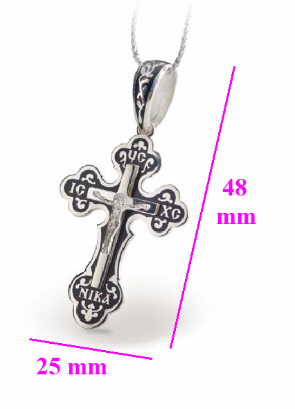 

Хрест з розп'яттям, покритий чорною емаллю, срібло 925`