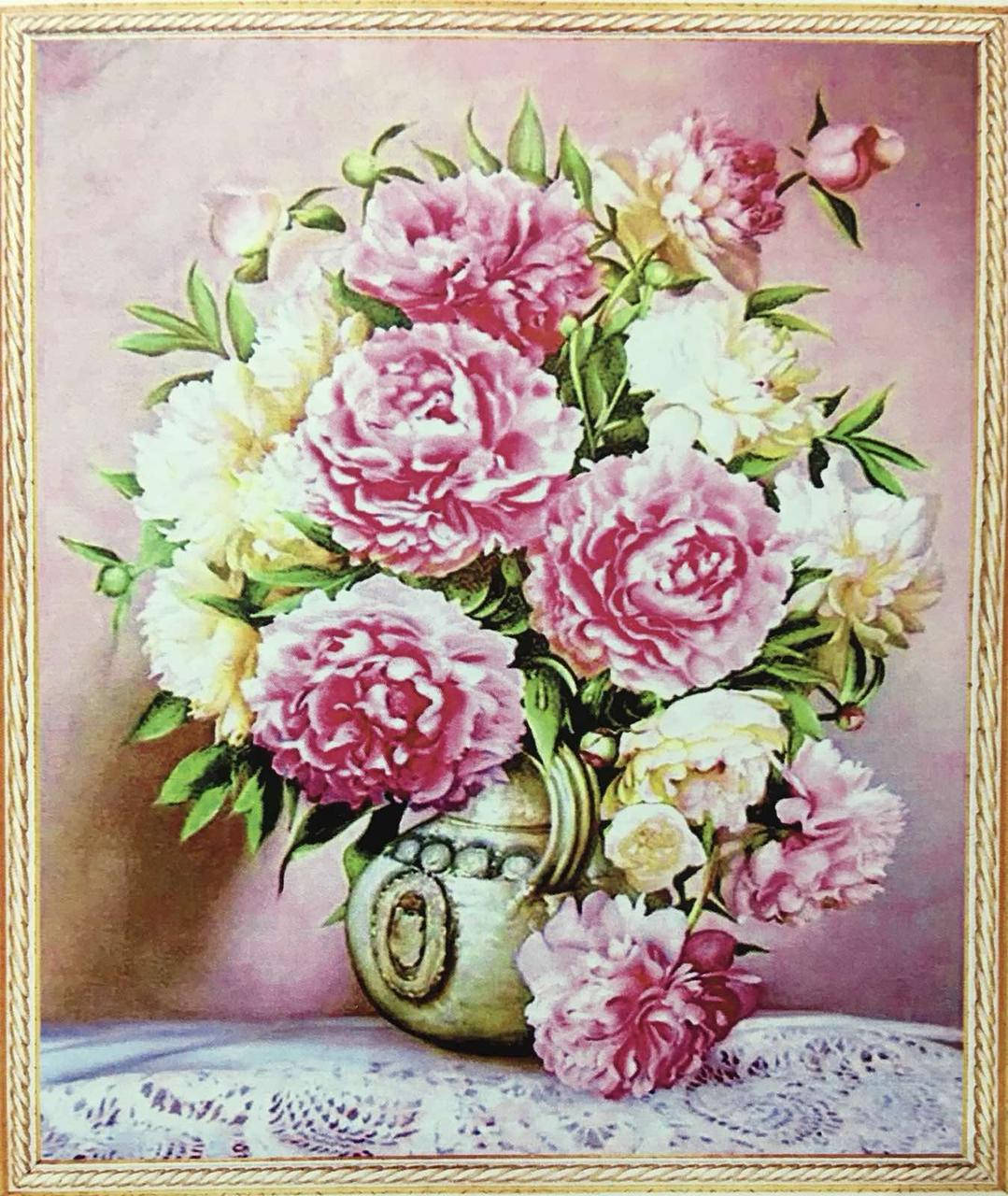 

65*50см Пионы в вазе, алмазная живопись, полная выкладка