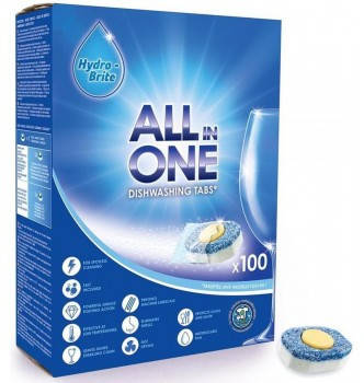 

Таблетки для посудомийки HydroBrite All in One преміум 100шт